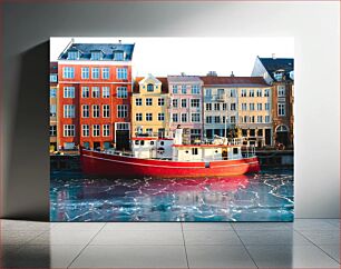 Πίνακας, Red Boat by Colorful Buildings Red Boat by Colorful Buildings