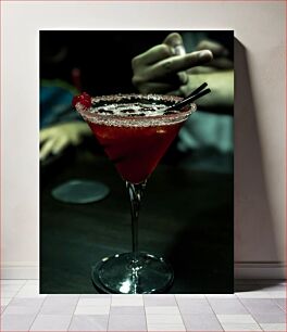 Πίνακας, Red Cocktail on a Dark Table Κόκκινο κοκτέιλ σε ένα σκοτεινό τραπέζι