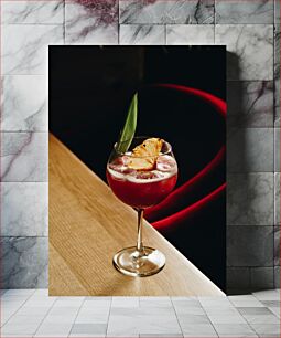 Πίνακας, Red Cocktail with Pineapple Garnish Κόκκινο κοκτέιλ με γαρνιτούρα ανανά