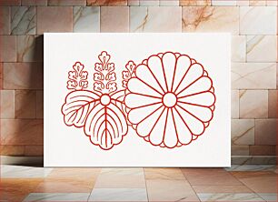 Πίνακας, Red Japanese flower, botanical illustration
