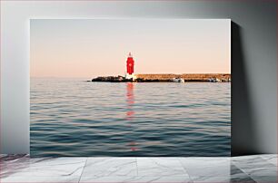 Πίνακας, Red Lighthouse by the Sea Κόκκινος Φάρος δίπλα στη Θάλασσα