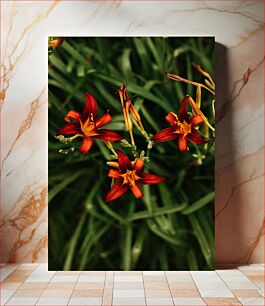 Πίνακας, Red Lilies in Green Foliage Κόκκινοι κρίνοι σε πράσινο φύλλωμα