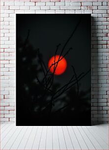 Πίνακας, Red Moon Behind Branches Κόκκινο φεγγάρι πίσω από τα κλαδιά