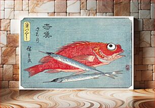 Πίνακας, Red Snapper and Halfbeak (1835-1839) by Utagawa Hiroshige