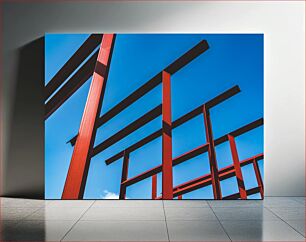 Πίνακας, Red Steel Frames Against Blue Sky Κόκκινα ατσάλινα κουφώματα ενάντια στο γαλάζιο του ουρανού