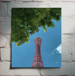 Πίνακας, Red Tower Against Blue Sky Κόκκινος Πύργος ενάντια στο Μπλε Ουρανό
