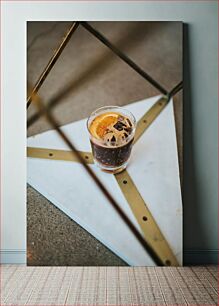 Πίνακας, Refreshing Iced Coffee with Orange Slice Δροσιστικός παγωμένος καφές με φέτα πορτοκαλιού