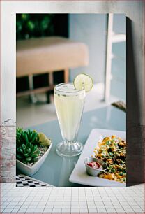 Πίνακας, Refreshing Lime Drink with Nachos Δροσιστικό ρόφημα λάιμ με Nachos