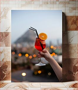 Πίνακας, Refreshing Orange Cocktail at Sunset Δροσιστικό πορτοκαλί κοκτέιλ στο ηλιοβασίλεμα