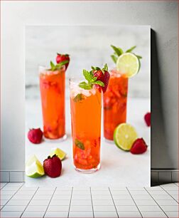 Πίνακας, Refreshing Strawberry Lime Drinks Δροσιστικά Ροφήματα Φράουλα Lime