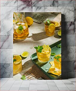 Πίνακας, Refreshing Summer Drinks with Lemon and Mint Δροσιστικά καλοκαιρινά ροφήματα με λεμόνι και μέντα