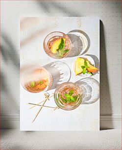 Πίνακας, Refreshing Summer Drinks with Mint and Peach Δροσιστικά καλοκαιρινά ροφήματα με μέντα και ροδάκινο