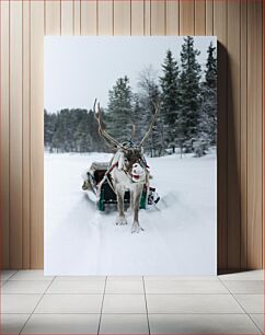 Πίνακας, Reindeer in the Snowy Forest Τάρανδοι στο Χιονισμένο Δάσος