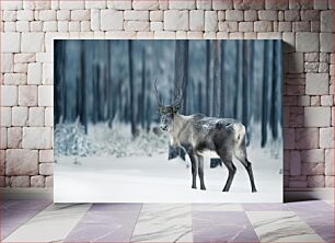 Πίνακας, Reindeer in Winter Forest Τάρανδοι στο χειμερινό δάσος