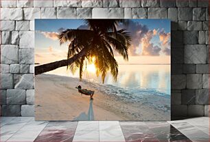 Πίνακας, Relaxing on a Beach Swing at Sunset Χαλάρωση σε μια κούνια στην παραλία στο ηλιοβασίλεμα