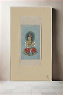 Πίνακας, [Religious figure sitting on a lotus, facing front, with blue/green halo behind his head]