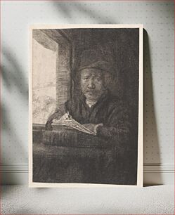 Πίνακας, Rembrandt, drawing at a window by Rembrandt van Rijn