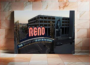 Πίνακας, Reno Cityscape with Sign Αστικό τοπίο του Ρίνο με πινακίδα