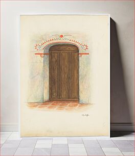 Πίνακας, Restoration Drawing Wall Painting and Door, Facade Mission House (1941) by Cornelius Christoffels