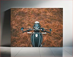 Πίνακας, Retro Motorcycle on Dry Grass Ρετρό μοτοσυκλέτα σε ξηρό γρασίδι