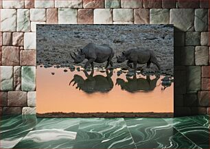 Πίνακας, Rhinos at Dawn Ρινόκεροι στην Αυγή