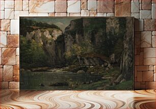 Πίνακας, River and Rocks by Gustave Courbe