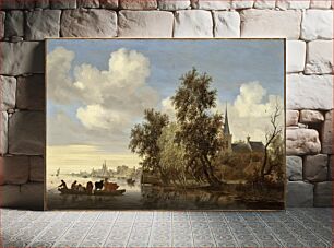 Πίνακας, River Landscape with a Ferry by Salomon Jacobsz van Ruysdael