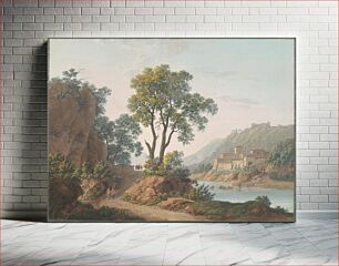 Πίνακας, River Landscape with Castles and Travelers (1817) by Baron Louis–Albert–Guillain Bacler d'Albe