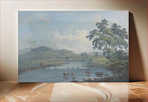 Πίνακας, River Landscape with Cattle Watering
