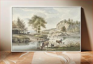 Πίνακας, Riviergezicht met vee (1821) by Cornelis Ploos van Amstel