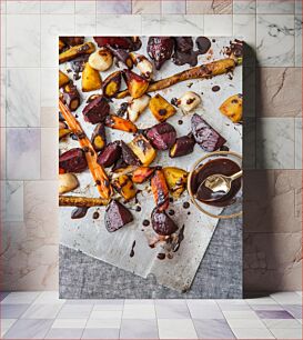 Πίνακας, Roasted Root Vegetables with Chocolate Drizzle Ψητά λαχανικά ρίζας με σοκολάτα