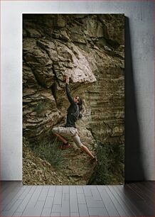 Πίνακας, Rock Climber on a Rocky Cliff Ορειβάτης σε βράχο βράχου