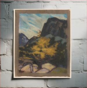 Πίνακας, Rocky landscape with a yellow tree by Zolo Palugyay