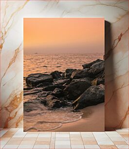 Πίνακας, Rocky Shoreline at Sunset Βραχώδης ακτή στο ηλιοβασίλεμα