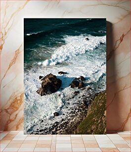 Πίνακας, Rocky Shoreline with Waves Βραχώδης ακτογραμμή με κύματα