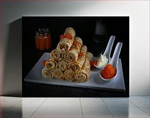 Πίνακας, Rolled Crepes with Caviar Κρέπες σε ρολό με χαβιάρι
