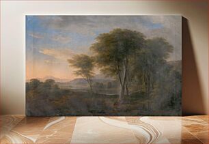 Πίνακας, Romantic landscape with a tree in the background