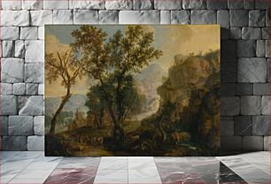 Πίνακας, Romantic landscape with background characters