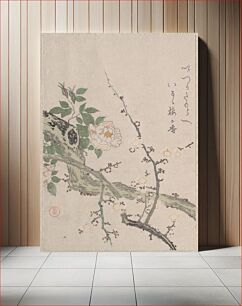 Πίνακας, Roses and Plum Blossoms by Kubo Shunman