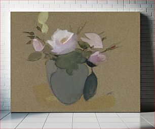 Πίνακας, Roses in a blue-green vase, 1942, Helene Schjerfbeck