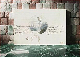Πίνακας, Roundel with Bird in a Landscape and Small Sketches, Anonymous, French, 19th century