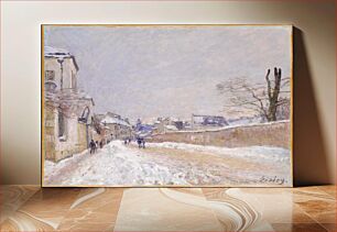 Πίνακας, Rue Eugène Moussoir at Moret: Winter by Alfred Sisley