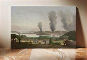 Πίνακας, Ruotsinsalmi is burning, scene from the crimean war 1855, 1855 - 1856, Berndt Abraham Godenhjelm