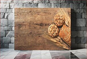 Πίνακας, Rustic Bread and Grains on Wooden Table Ρουστίκ ψωμί και δημητριακά σε ξύλινο τραπέζι