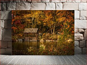Πίνακας, Rustic Cabin by the Lake in Autumn Ρουστίκ καμπίνα δίπλα στη λίμνη το φθινόπωρο