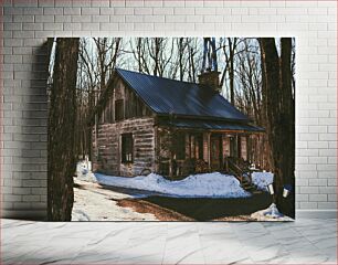 Πίνακας, Rustic Cabin in Snowy Forest Ρουστίκ Καμπίνα στο Χιονισμένο Δάσος