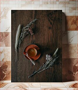 Πίνακας, Rustic Coffee with Dried Flowers Ρουστίκ καφές με αποξηραμένα λουλούδια