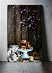 Πίνακας, Rustic Cookies with Flowers Ρουστίκ μπισκότα με λουλούδια