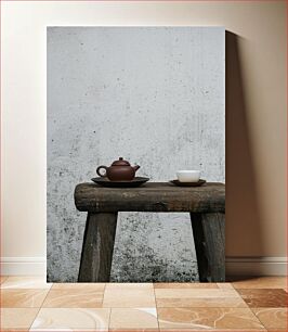 Πίνακας, Rustic Tea Setup Against Rough Wall Ρουστίκ Ρύθμιση τσαγιού ενάντια σε τραχύ τοίχο