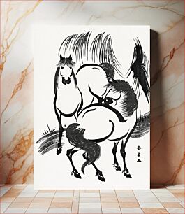 Πίνακας, Ryūka no uma (1804-1818) Japanese horse illustration by Katsukawa Shunsen